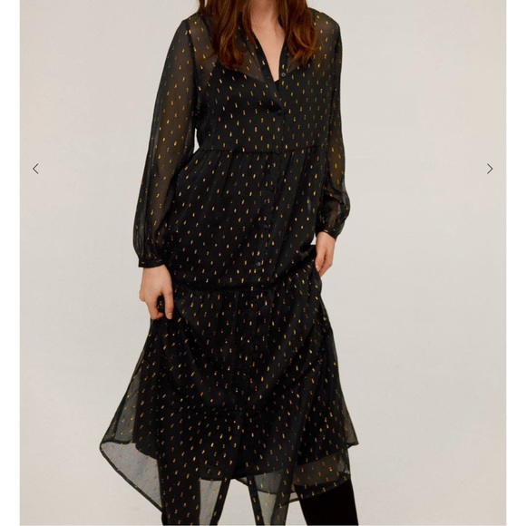 Mango Dresses & Skirts - Black & Gold Sheer Maxi Dress 👗